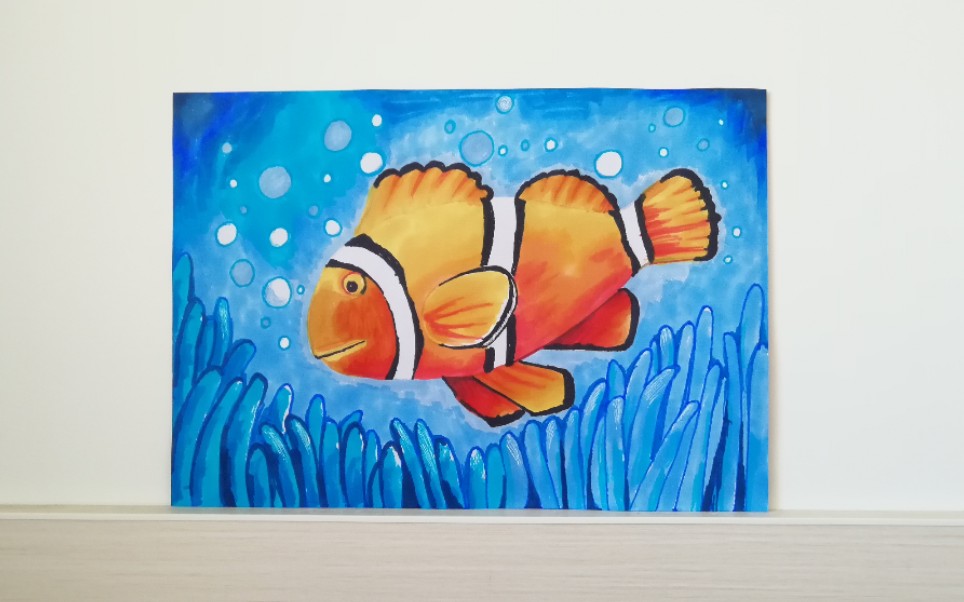 【马克笔色彩】手绘深海小丑鱼,上色练习的宝宝必备
