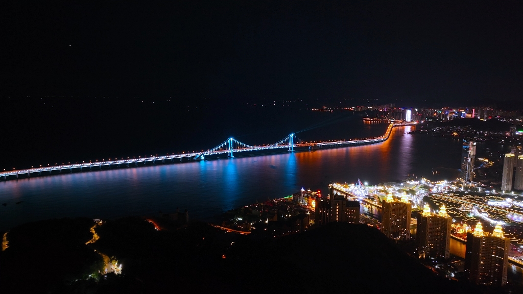 大连星海湾大桥夜景图片