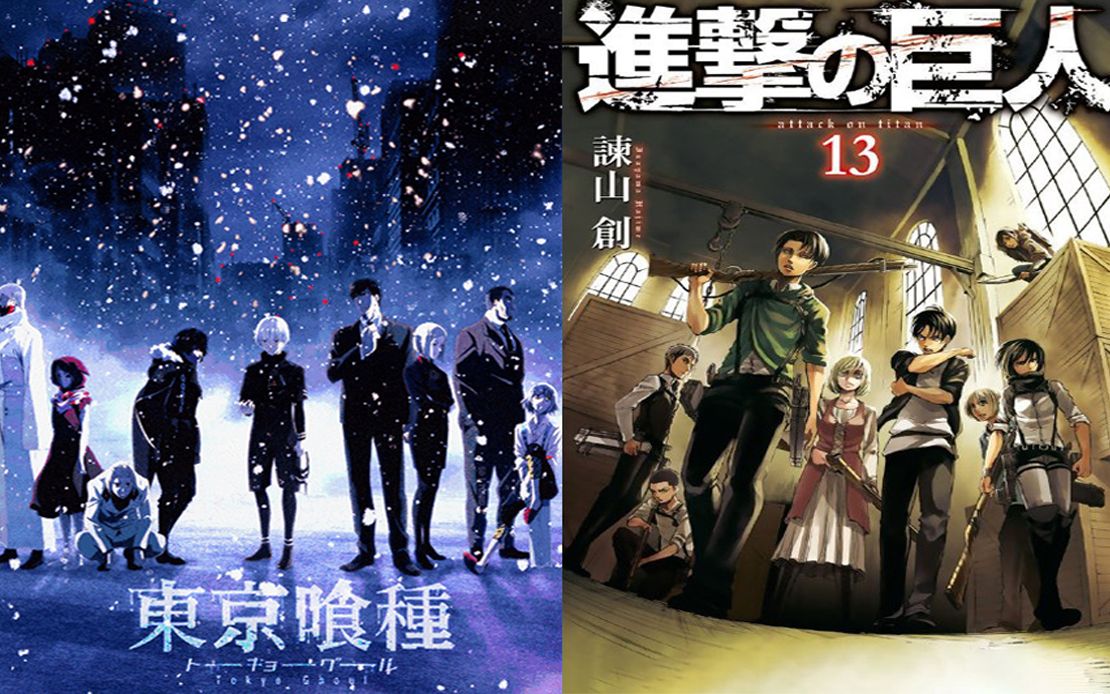 进击的巨人和东京食尸鬼一到三季op和ed