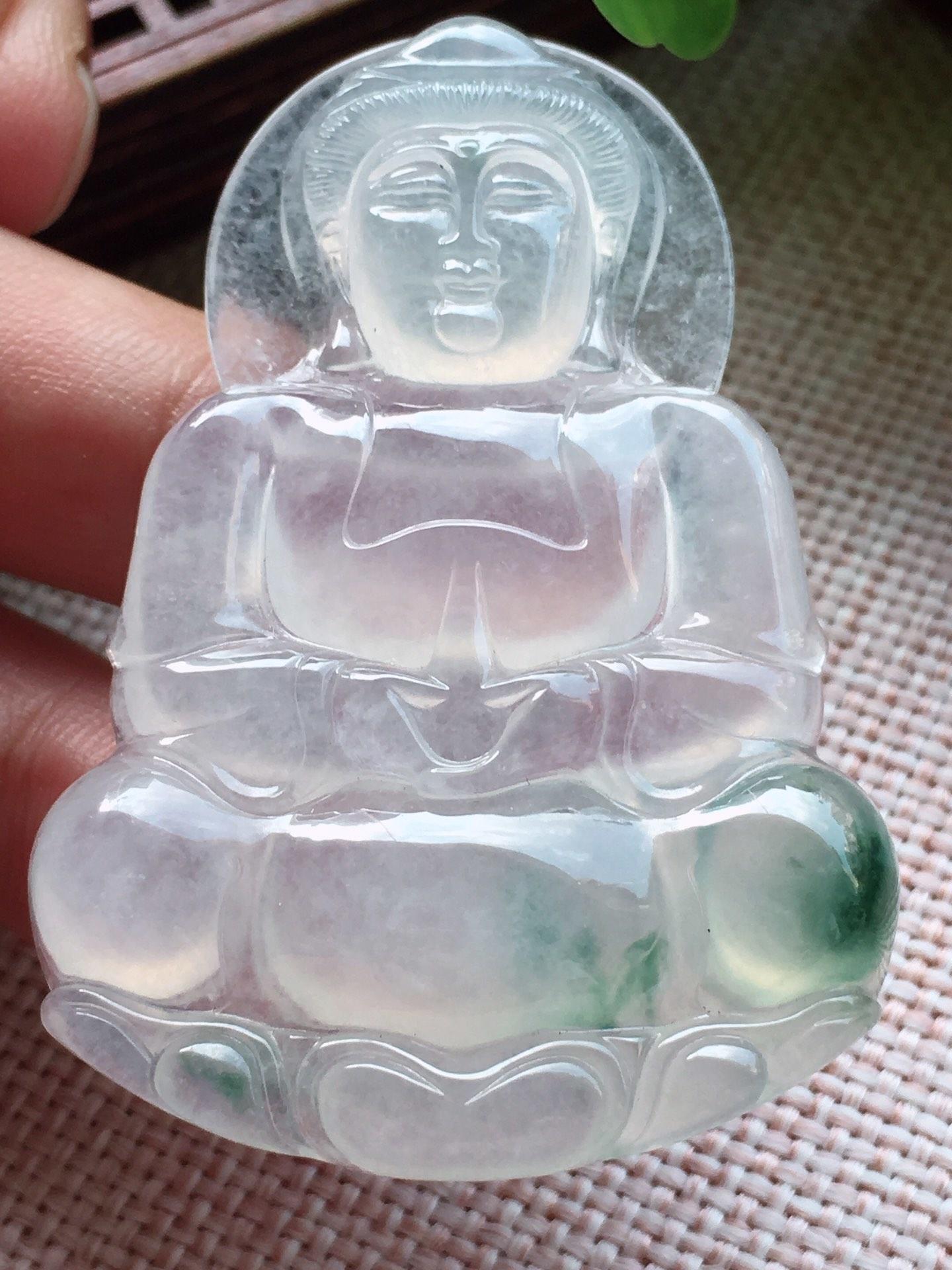 天然翡翠冰种飘花观音冰透水润