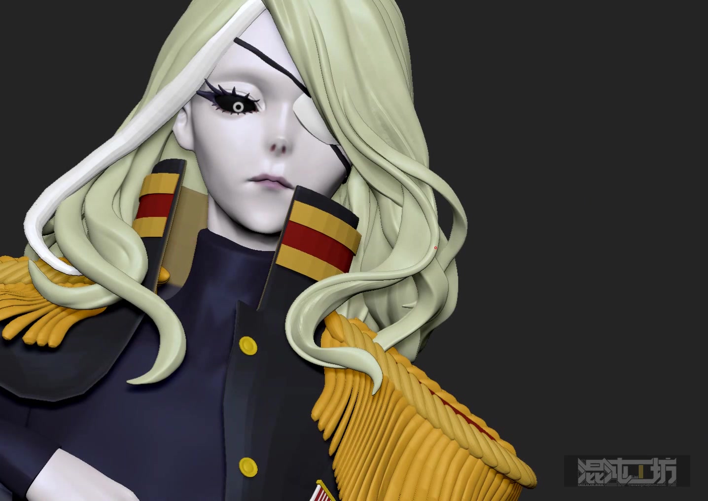 zbrush日式手办风格雕刻花絮头发部分终极婚约角色蒂斯塔格鲁兹弗大佐