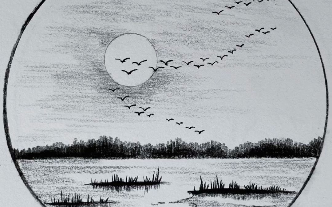 炭笔风景画教程|闲时立黄昏_哔哩哔哩_bilibili