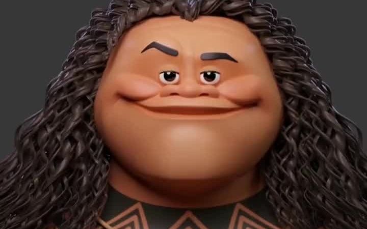 极致还原雕刻海洋奇缘中的半神毛伊,又凶又可爱!