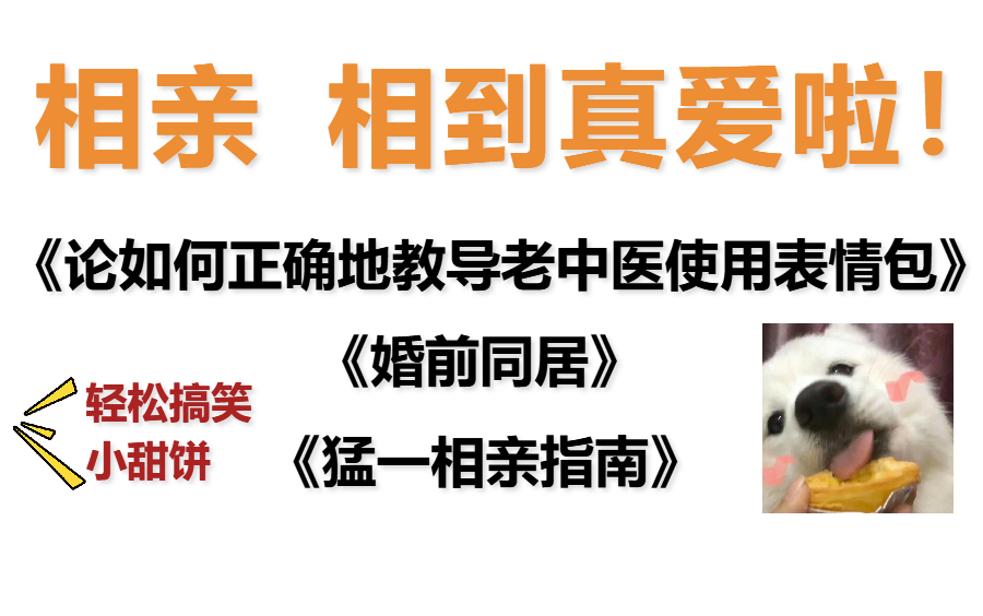 【原耽好文合集】相亲/同居温馨搞笑小甜饼 《论如何正确地教导老中医使用表情包》《婚前同居》《猛一相亲指南》哔哩哔哩bilibili