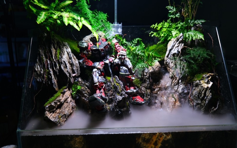 高达pg红异端水陆鱼缸造景场景