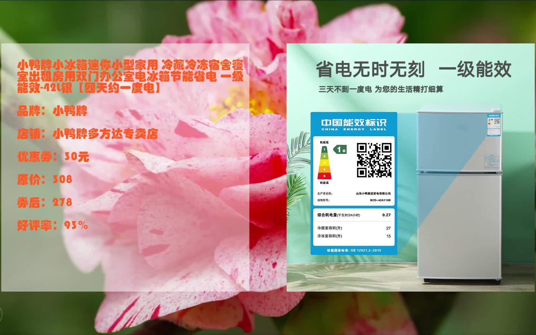 京东精选推荐——小鸭牌小冰箱迷你小型家用 冷藏冷冻宿舍寝室出租房