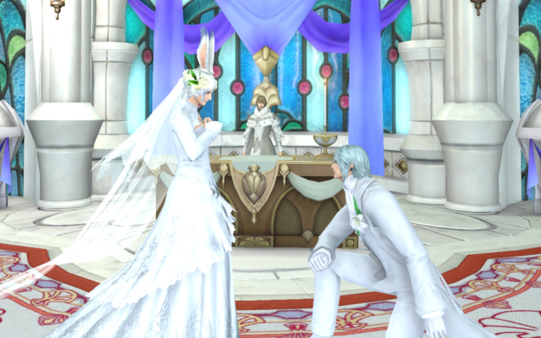 【ff14/自留】和挚友的白金婚礼(虽然但是兔男穿婚纱过于猛男和好笑)