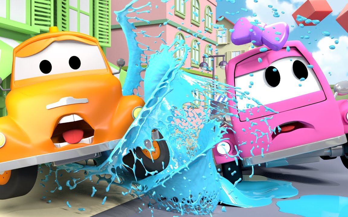 儿童汽车玩具:汽车城的汤姆和粉红色苏西遇到麻烦了,谁会来救援?