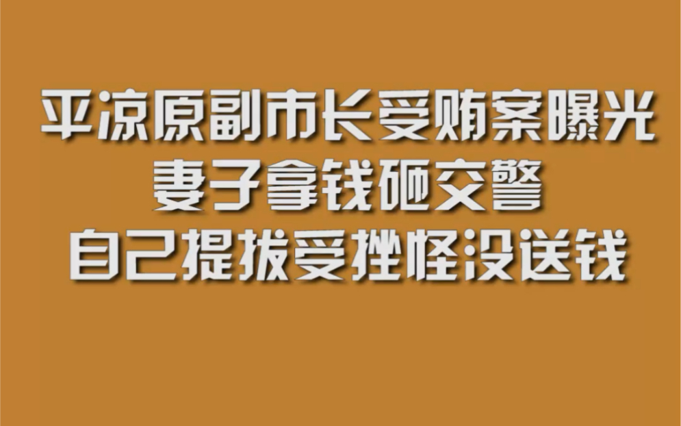 平凉原副市长受贿案曝光妻子拿钱砸交警自己提拔受挫怪没送钱哔哩哔哩bilibili