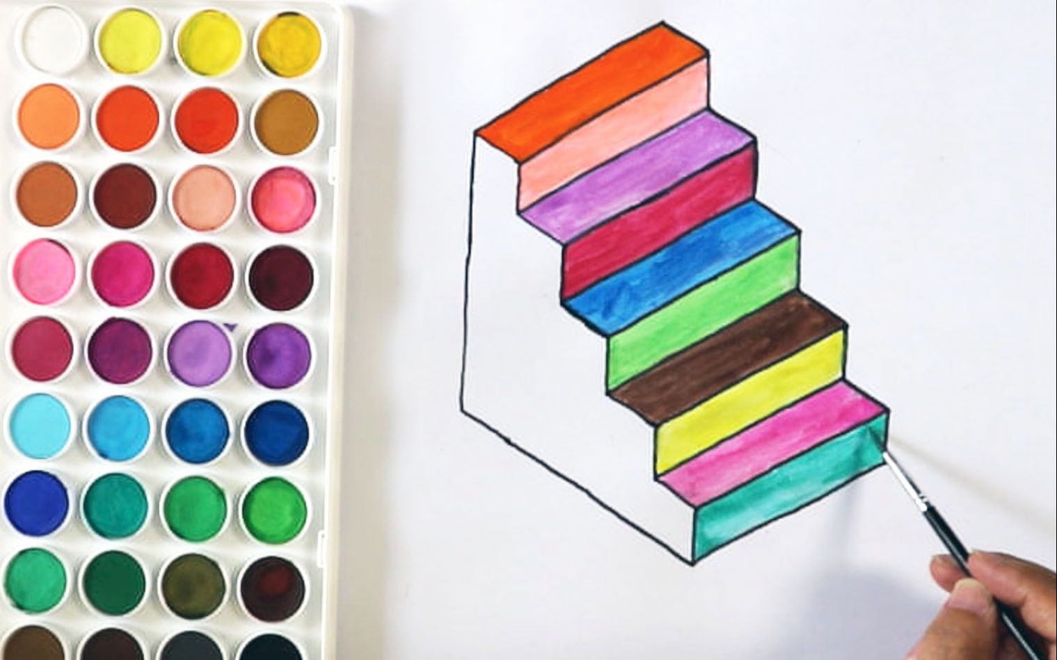 着色彩虹楼梯 - 儿童画 - 学习颜色_哔哩哔哩 (゜-゜)つロ 干杯~-bili