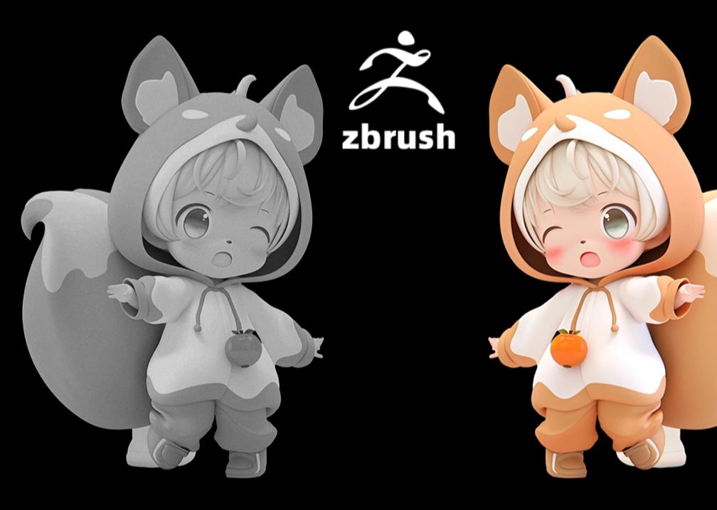 【zbrush雕刻】卡通q版小狐狸手辦製作,zb新手雕刻