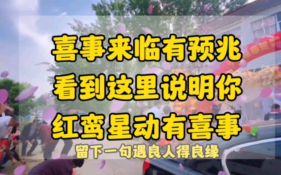 致青春: 喜事来临有预兆,看到这里说明你红鸾心动有喜事发生.哔哩哔哩bilibili