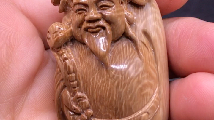 猛犸象牙禄星手把件欣赏金亮大师