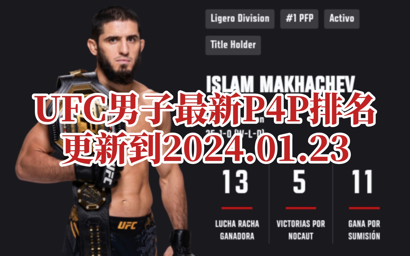 UFC男子最新P4P排名,更新到2024.01.23,南非哥上榜,一人掉出榜单哔哩哔哩bilibili