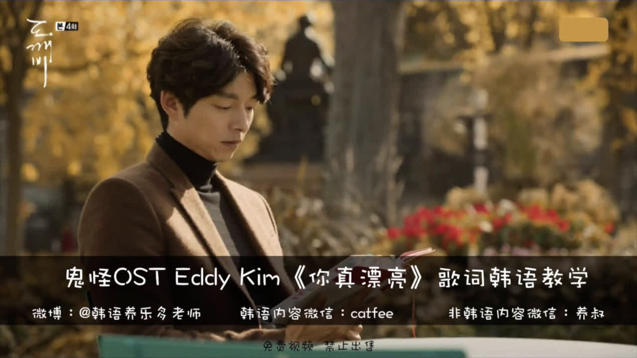 [图]鬼怪OST-Eddy Kim《你真漂亮》歌词韩语教学讲解