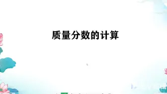 质量分数的计算