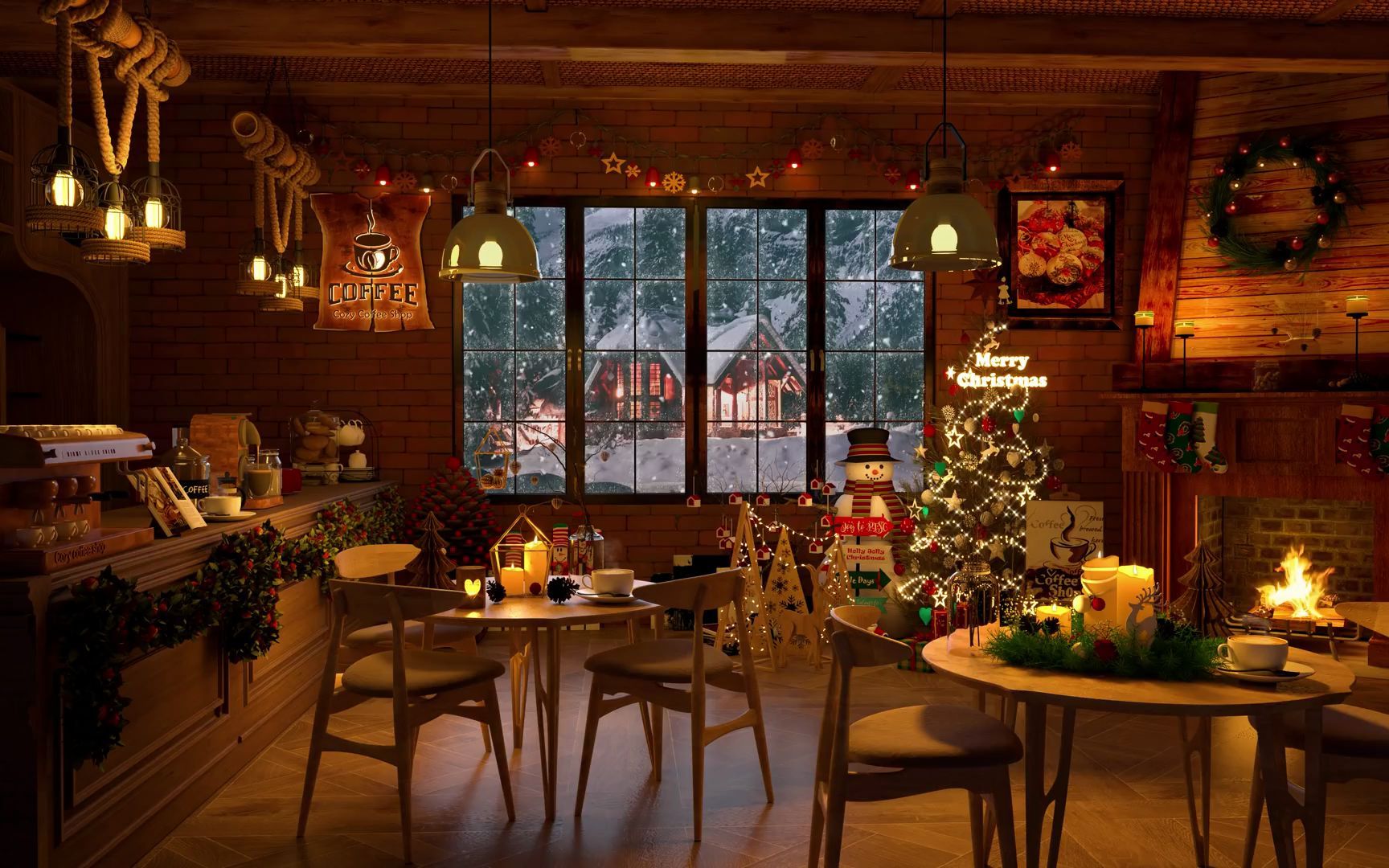 氛围学习丨圣诞夜轻松爵士音乐丨舒适咖啡馆丨3小时