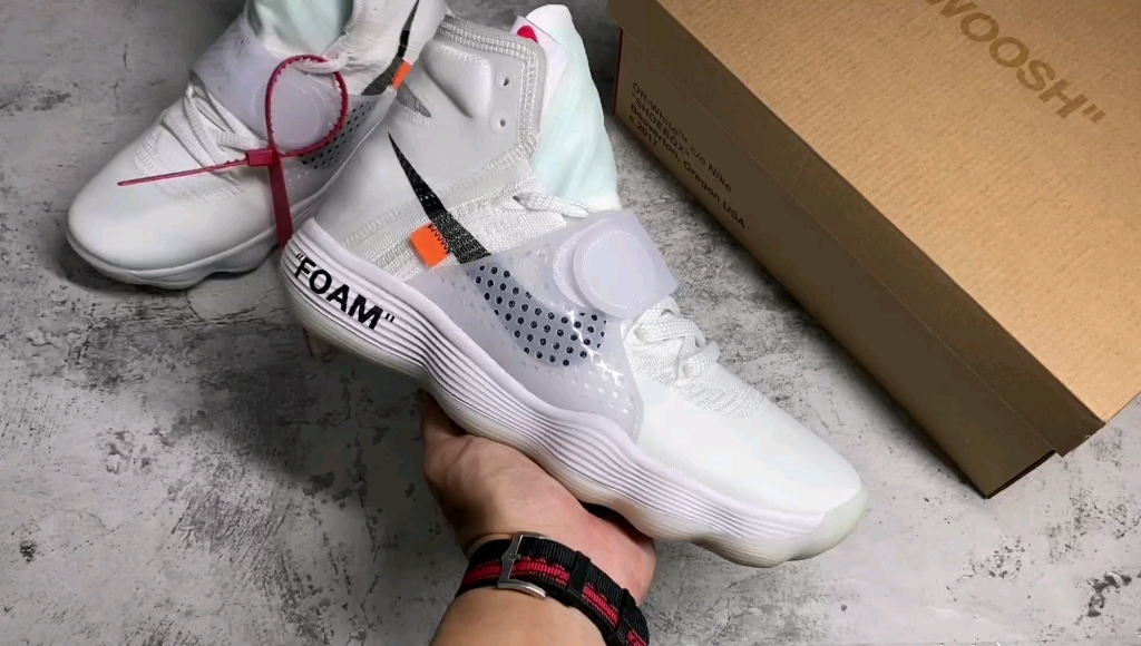 外贸订单 最强性价比60off-white x nike react hyperdunk 白冰