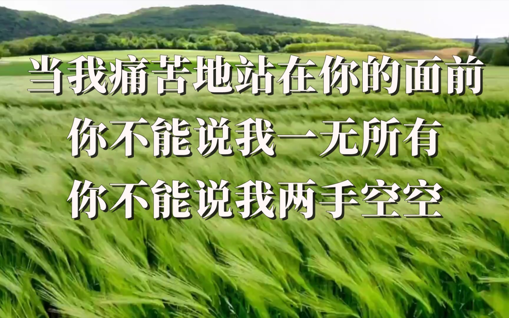 当我痛苦地站在你的面前,你不能说我一无所有,你不能说我两手空空"