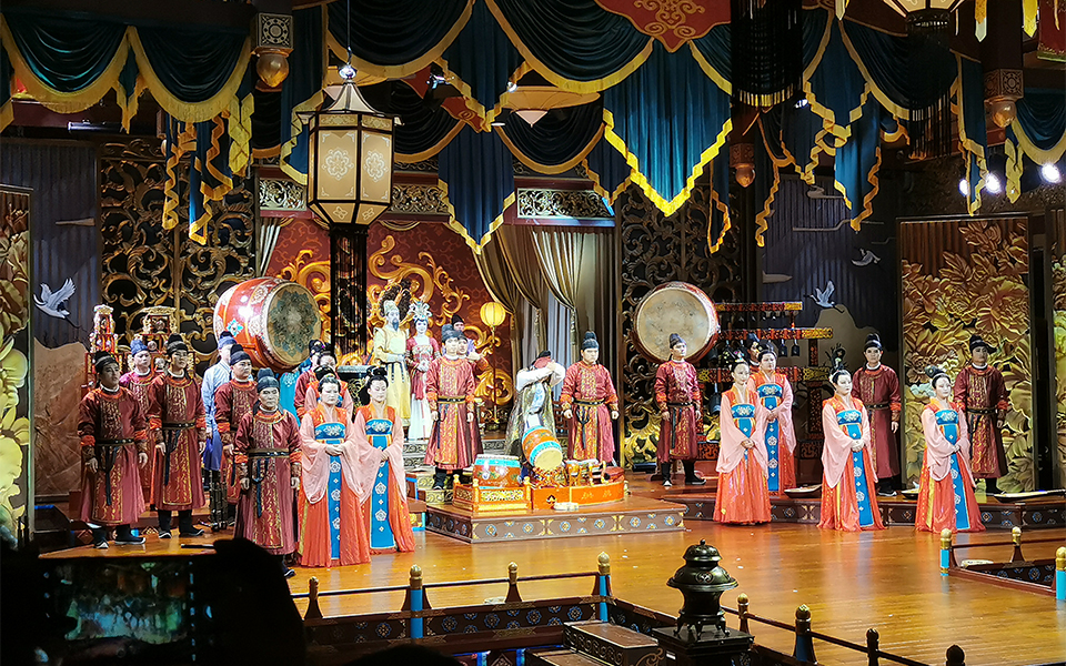 大唐芙蓉园唐代宫廷燕乐《鼓》演出片段_哔哩哔哩_bilibili