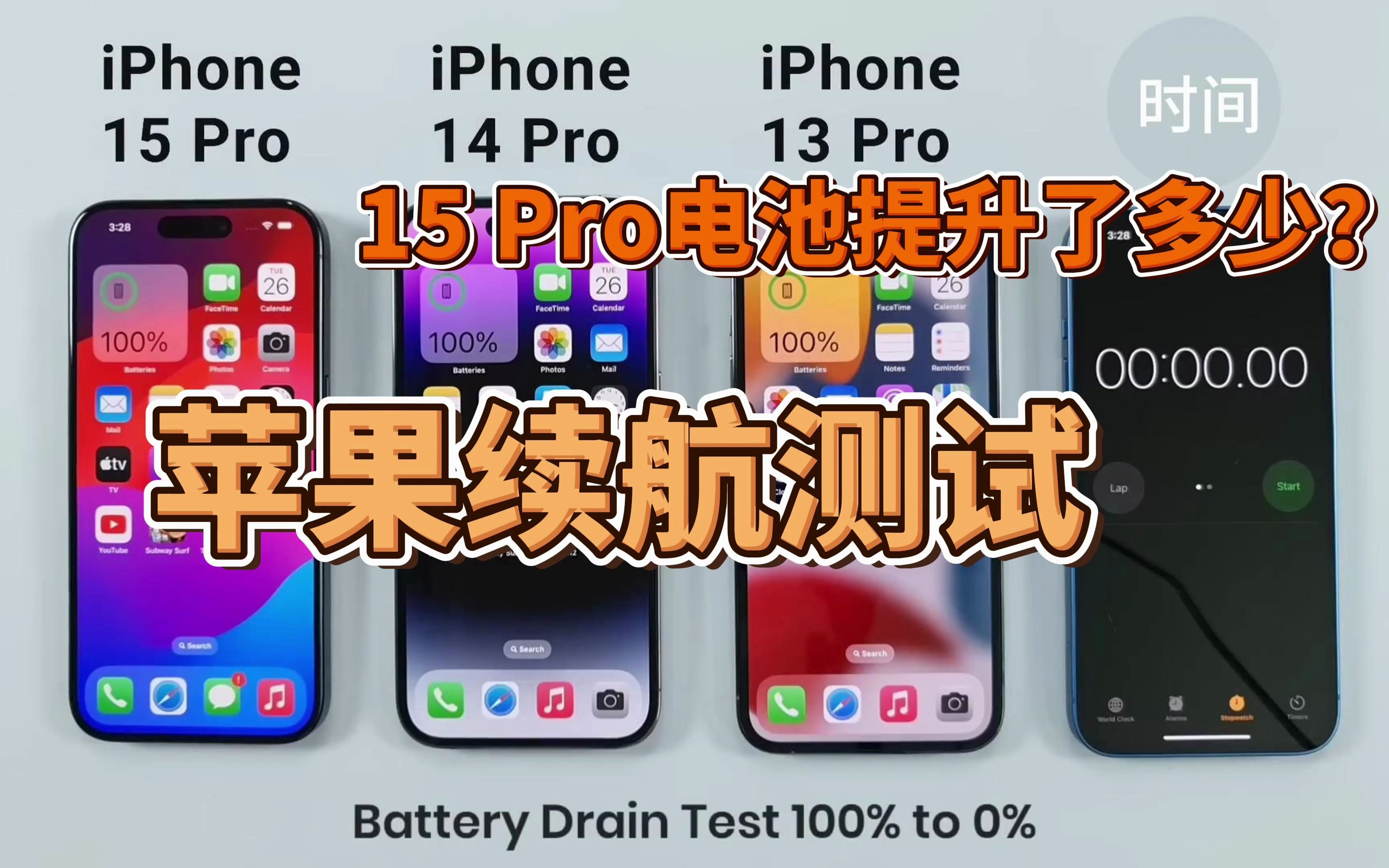 苹果电池测试:15 Pro、14 Pro和13 Pro续航对比:谁最耐用?哔哩哔哩bilibili