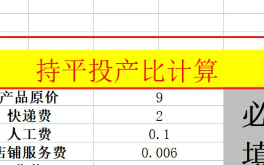 拼多多直通车:持平投产比自动计算表格,一步计算开车盈亏点哔哩哔哩bilibili