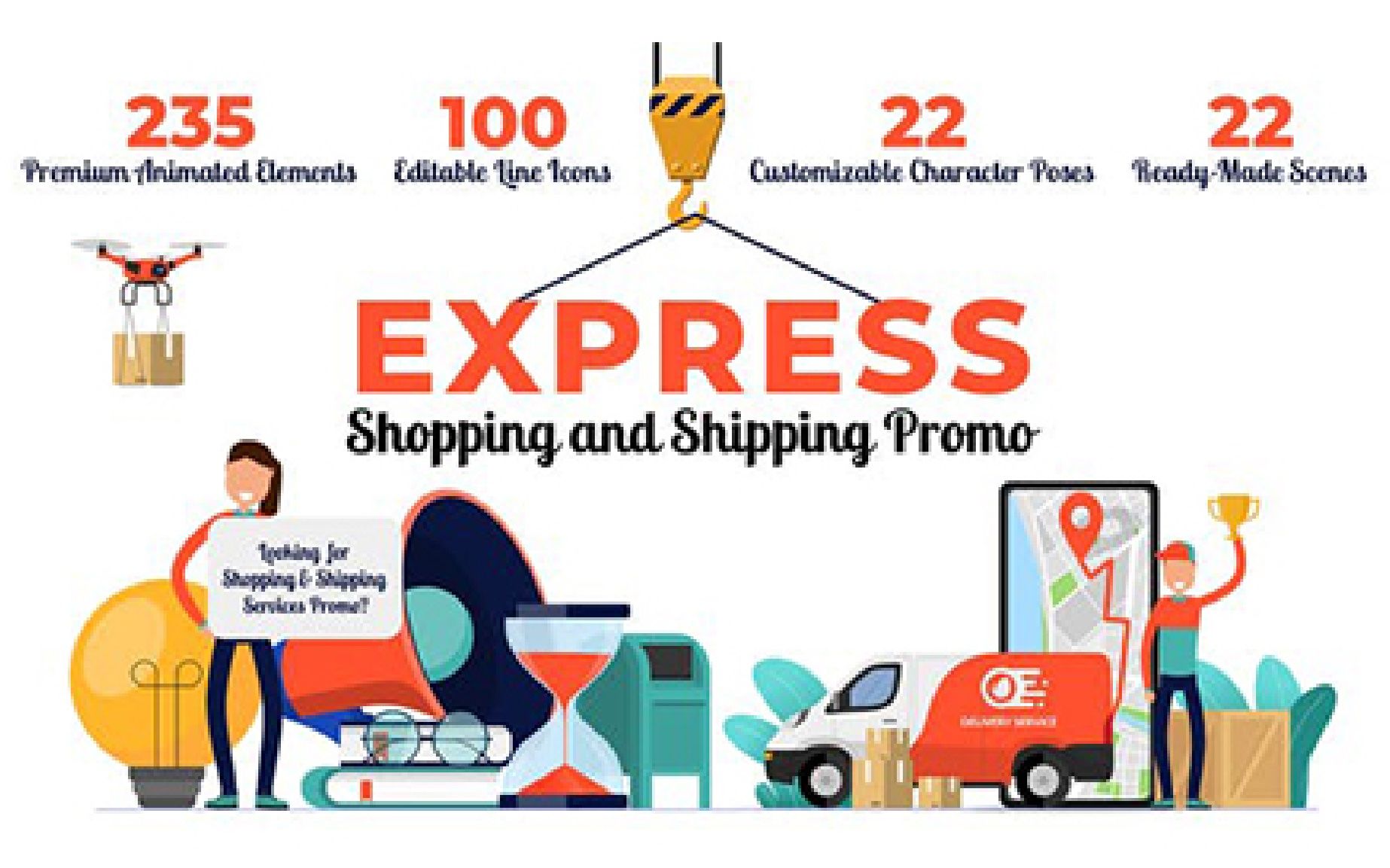 AE模板 快递运输购物促销场景动画包 Express Shopping Shipping Promo哔哩哔哩bilibili