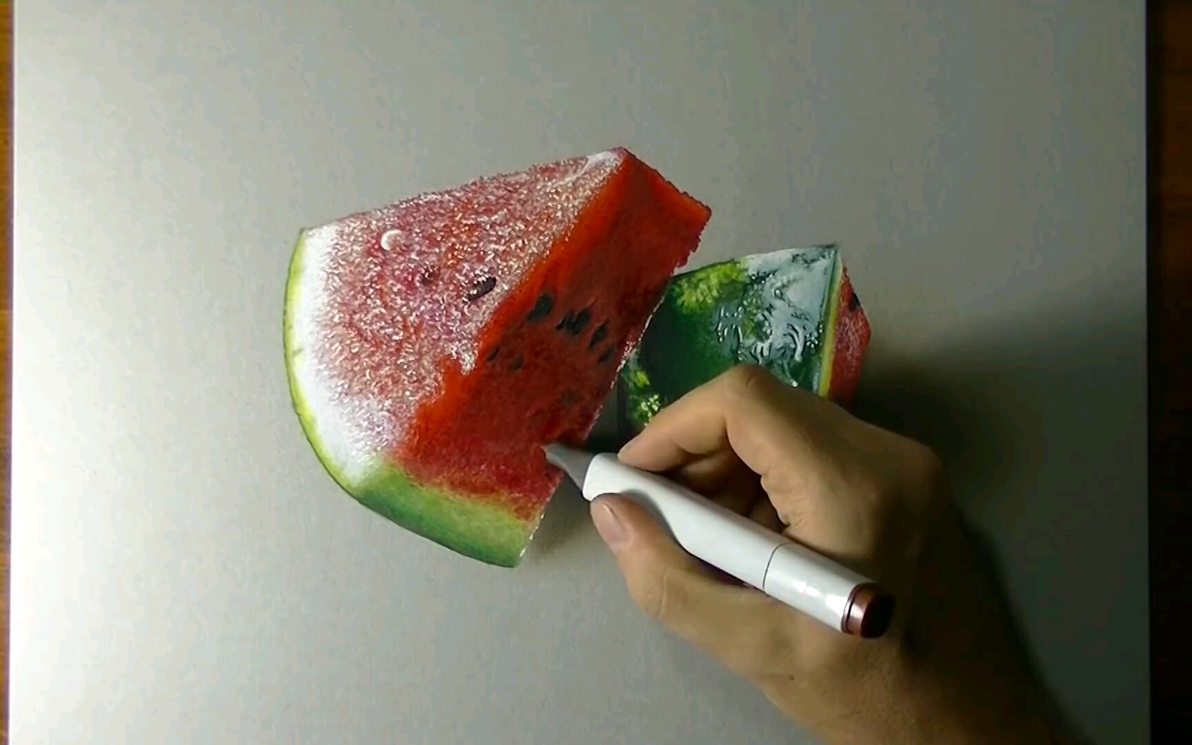 超写实立体手绘西瓜_哔哩哔哩 (゜-゜)つロ 干杯~-bilibili