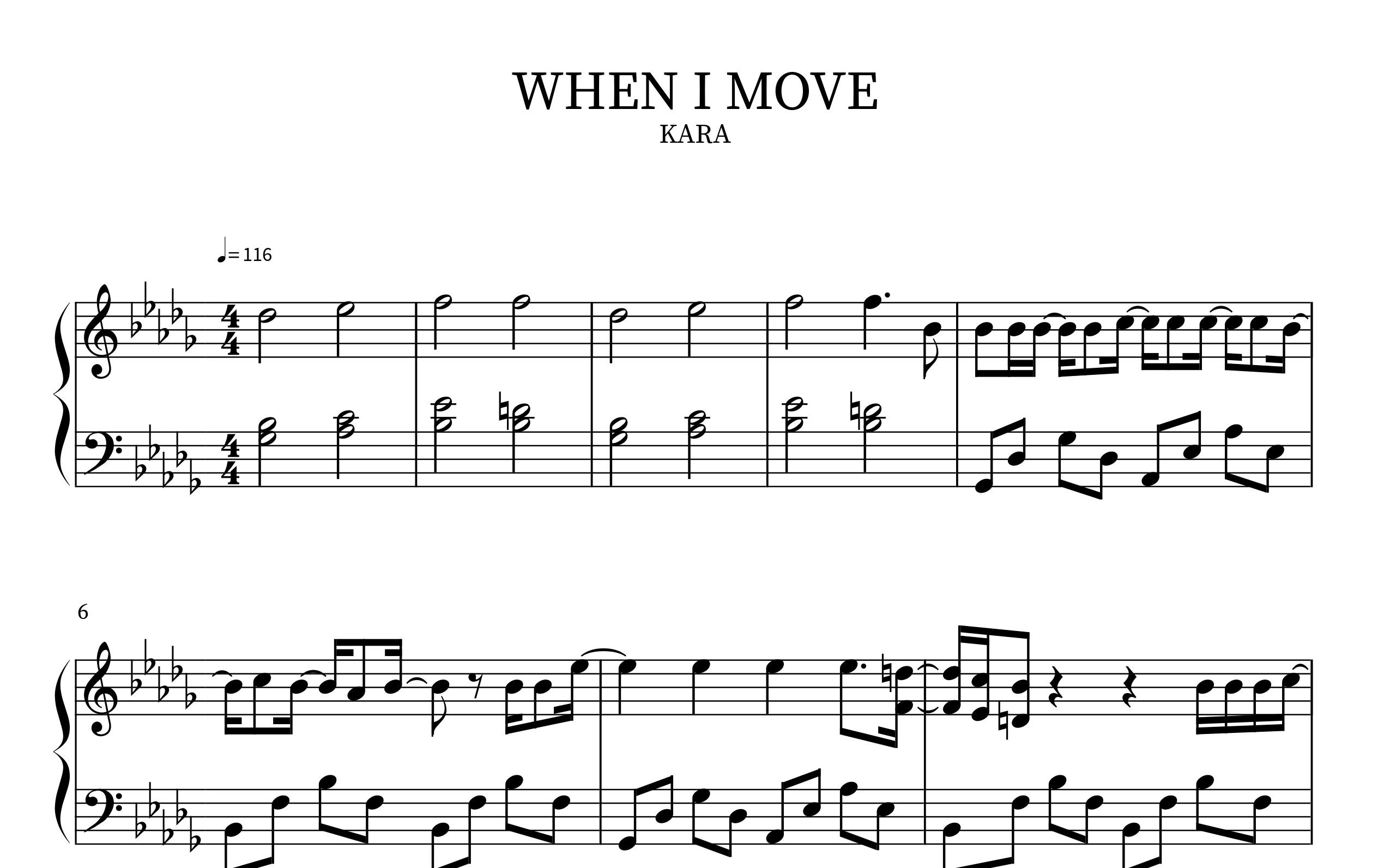 [图]KARA - When I Move Piano Sheet(鋼琴譜)