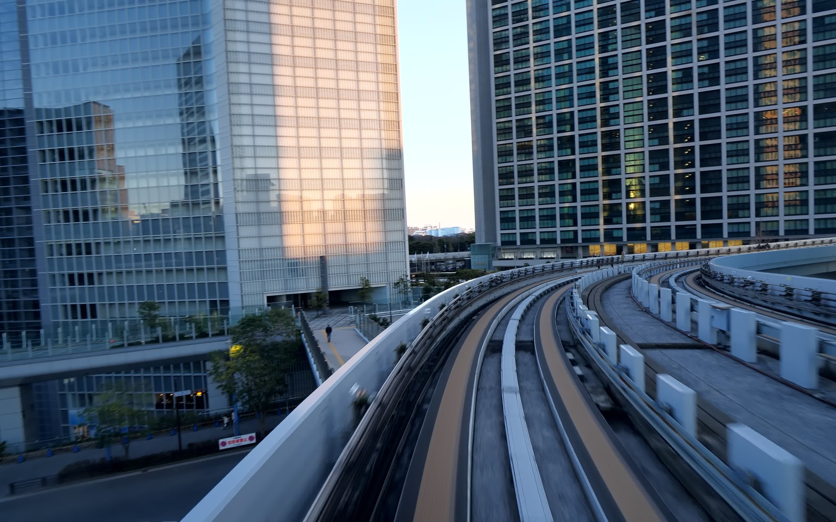 前面展望东京临海新交通海鸥线新桥丰洲4khdr