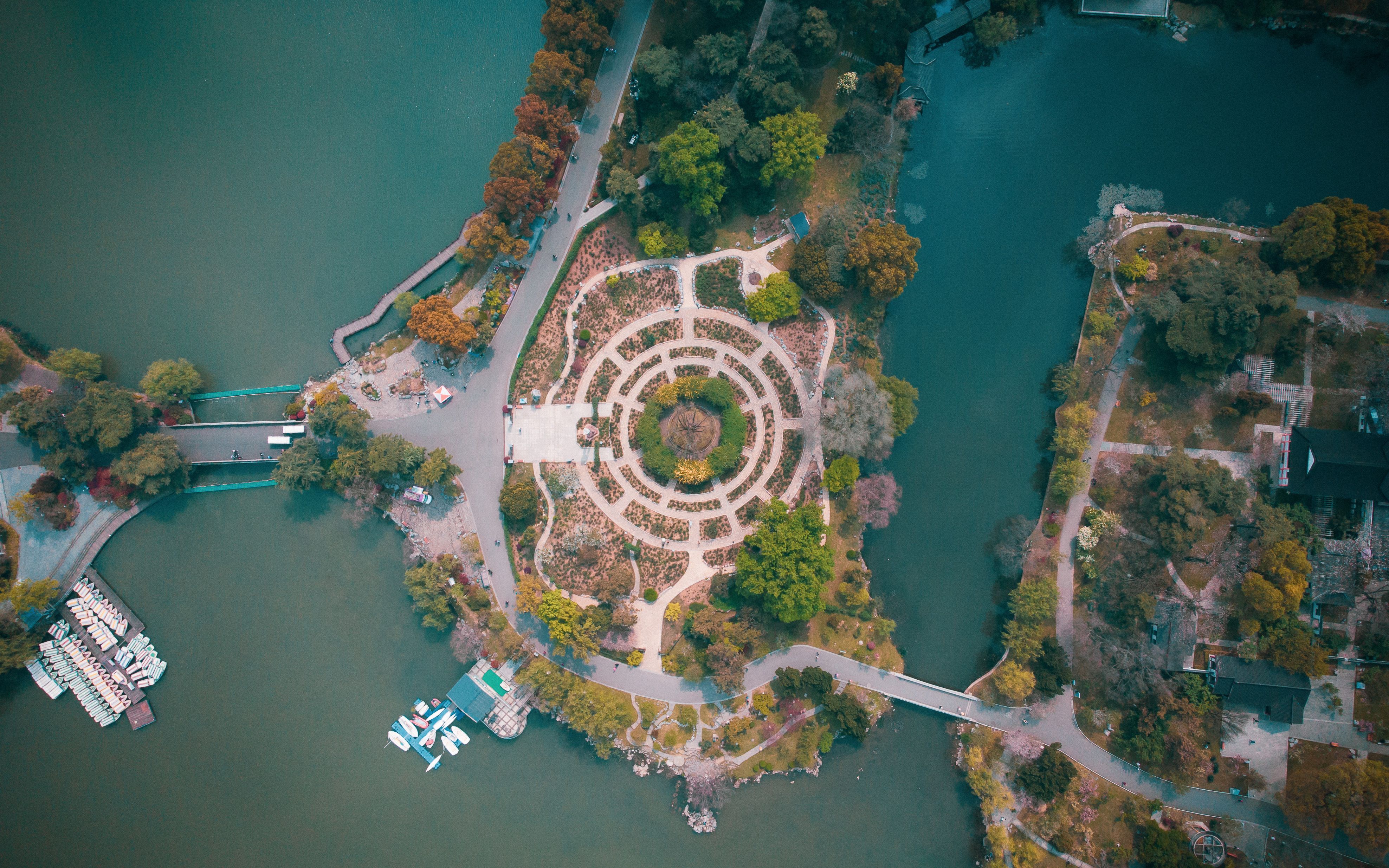 玄武湖公园鸟瞰图图片