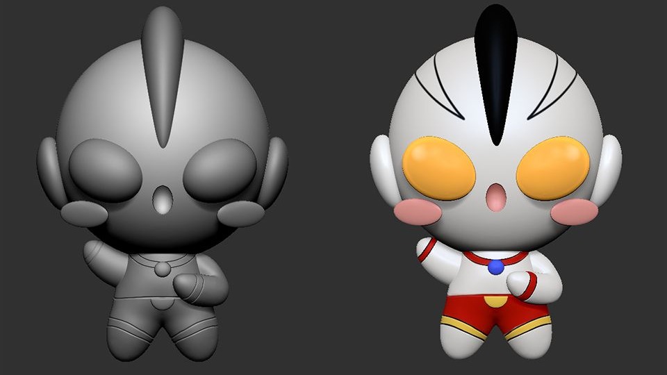 新手也能学会的超可爱的q版奥特曼模型案例!