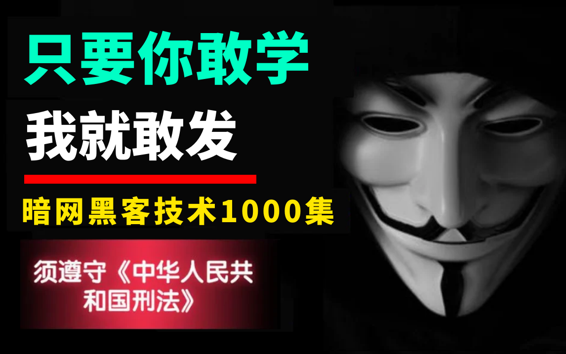 只要你敢学我就敢发!1000集暗网黑客教程,从入门到入狱!全程干货无废话,学不会我退出安全圈!哔哩哔哩bilibili