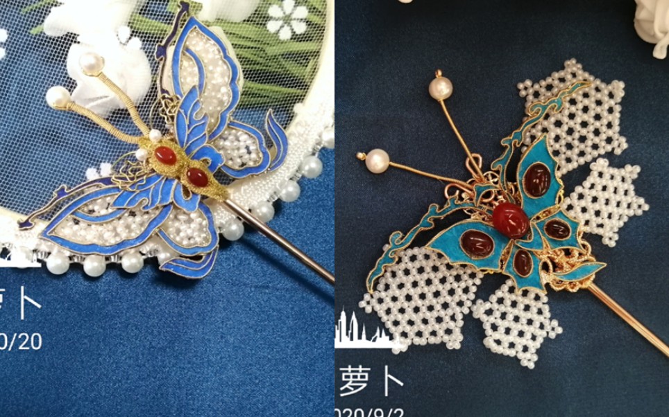 【故宫款点翠发簪】两款蝴蝶,你更喜哪一款!