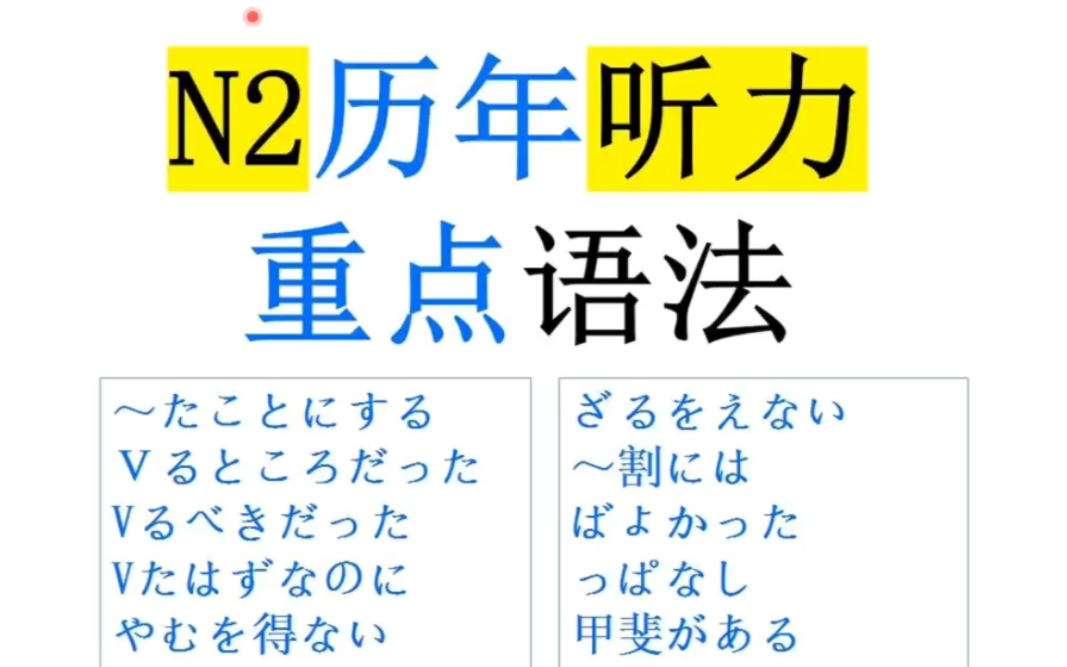 日语N2听力 重点语法句型(N2真题题扒出)哔哩哔哩bilibili