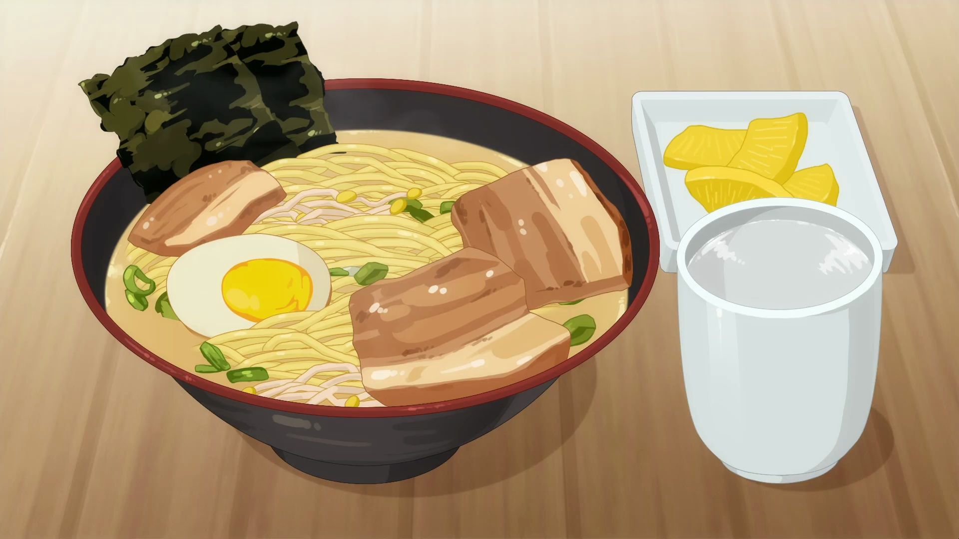 【动画吃播】一个人在拉面店吃日式豚骨拉面 腌萝卜