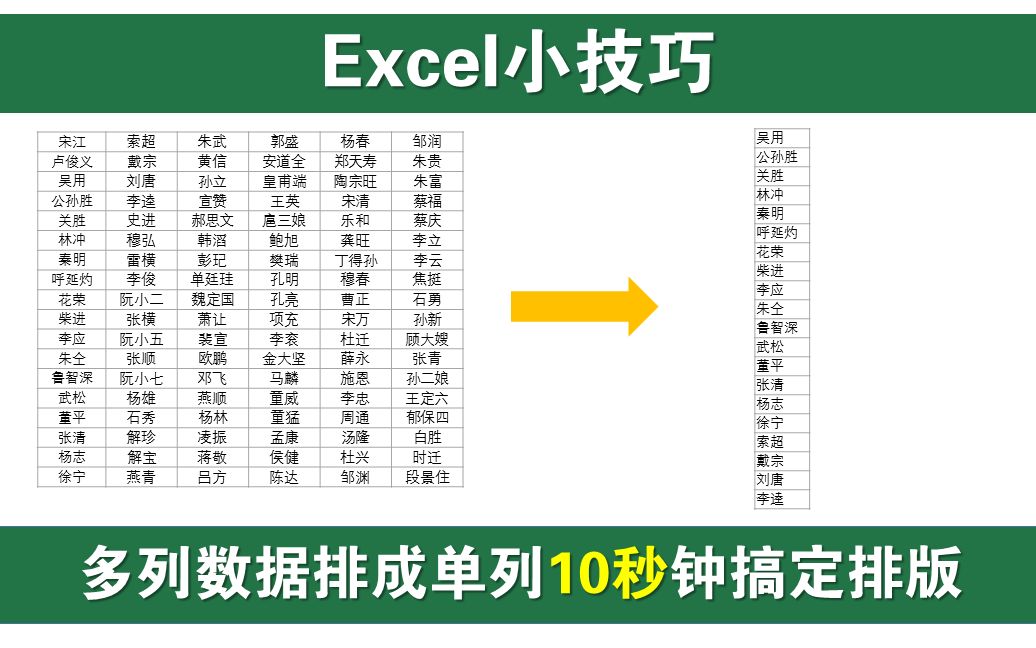 Excel小技巧 多列数据排成单列 同事排了半小时 我这招10秒搞定哔哩哔哩bilibili