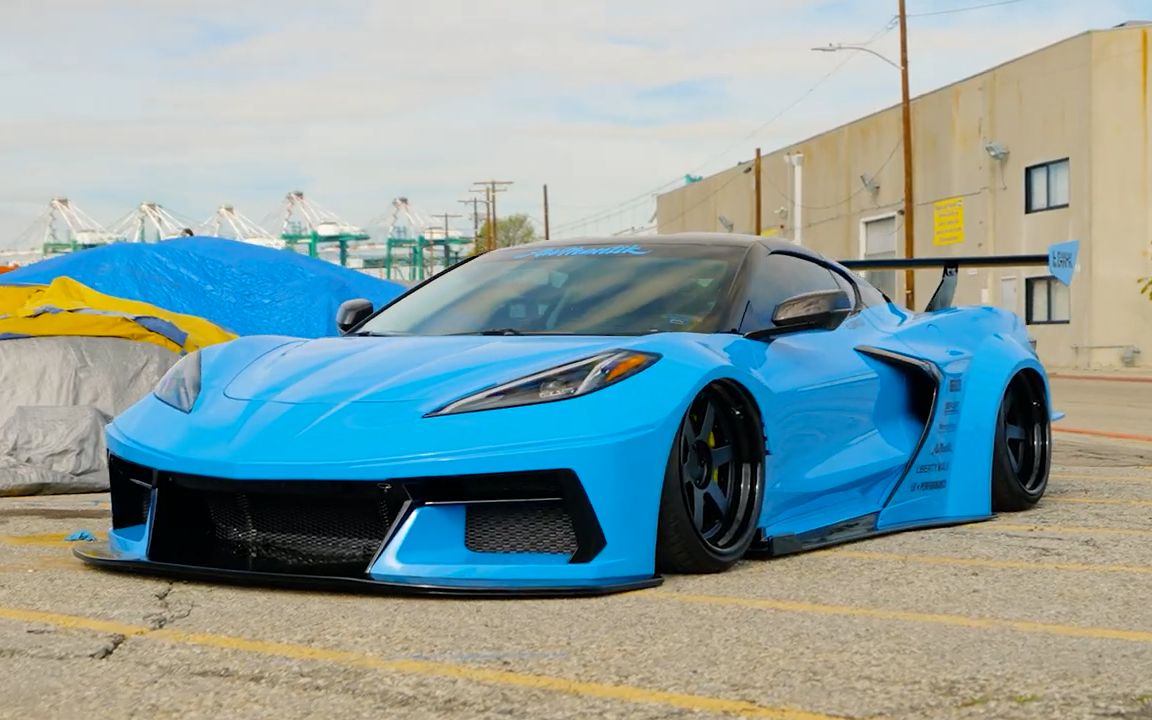 corvette c8 蓝色 美国五菱宏光 宽体 低趴 静态 动态 跑街