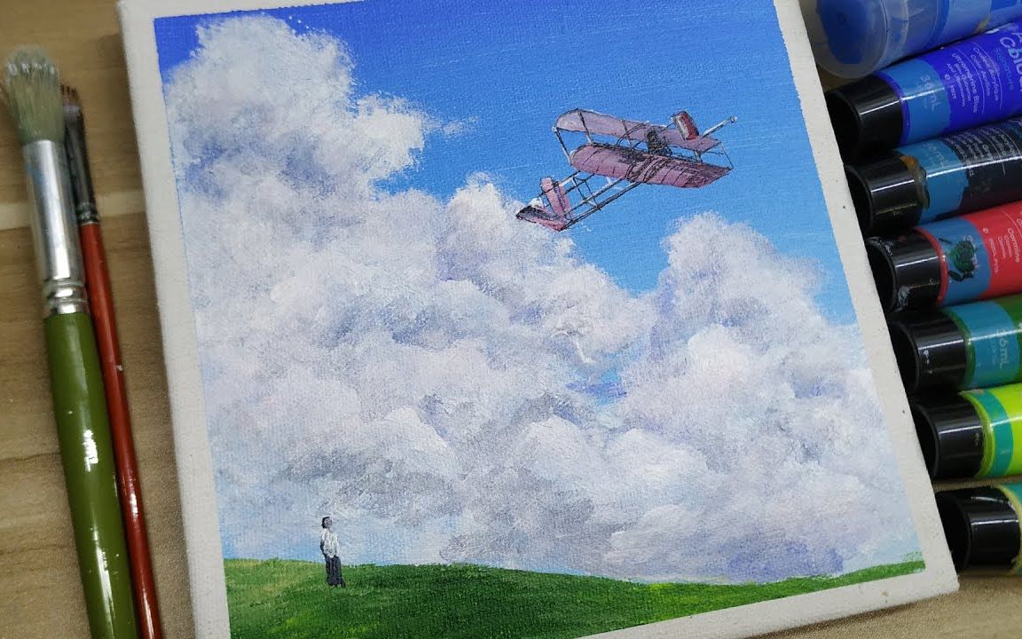 【丙烯画】【绘画教程】【新手向】飞向天空Fly to the sky哔哩哔哩bilibili