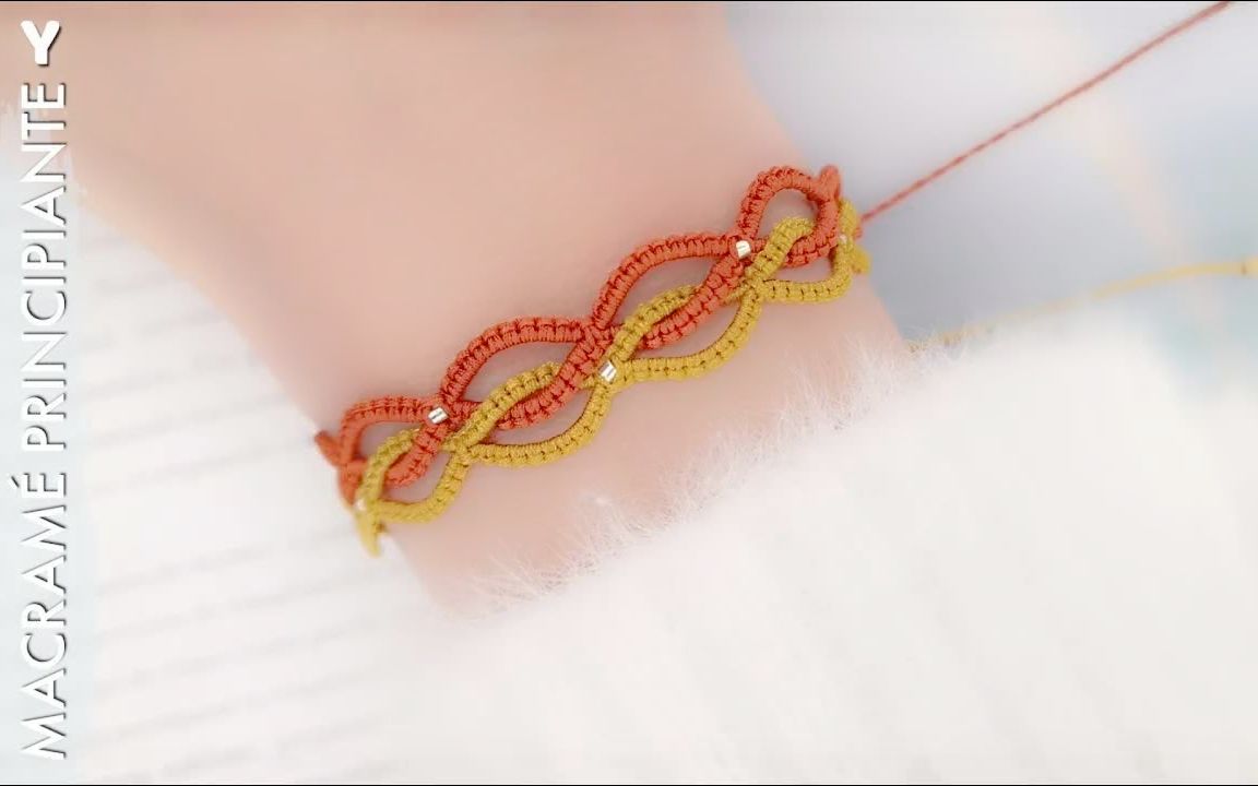 编绳教程-双色编绳手链(材料尺寸见简介)