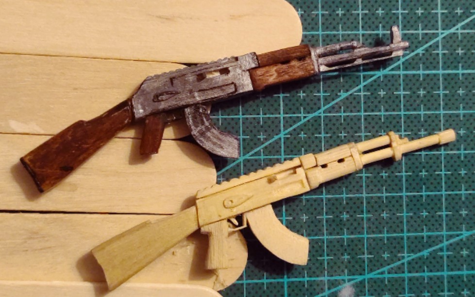 黑方の模型枪系列制作一个细节控的ak477雪糕棒赛高