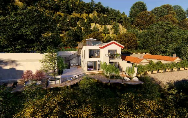 农村自建房依山旁水建个现代风小院做成民宿躺着收钱