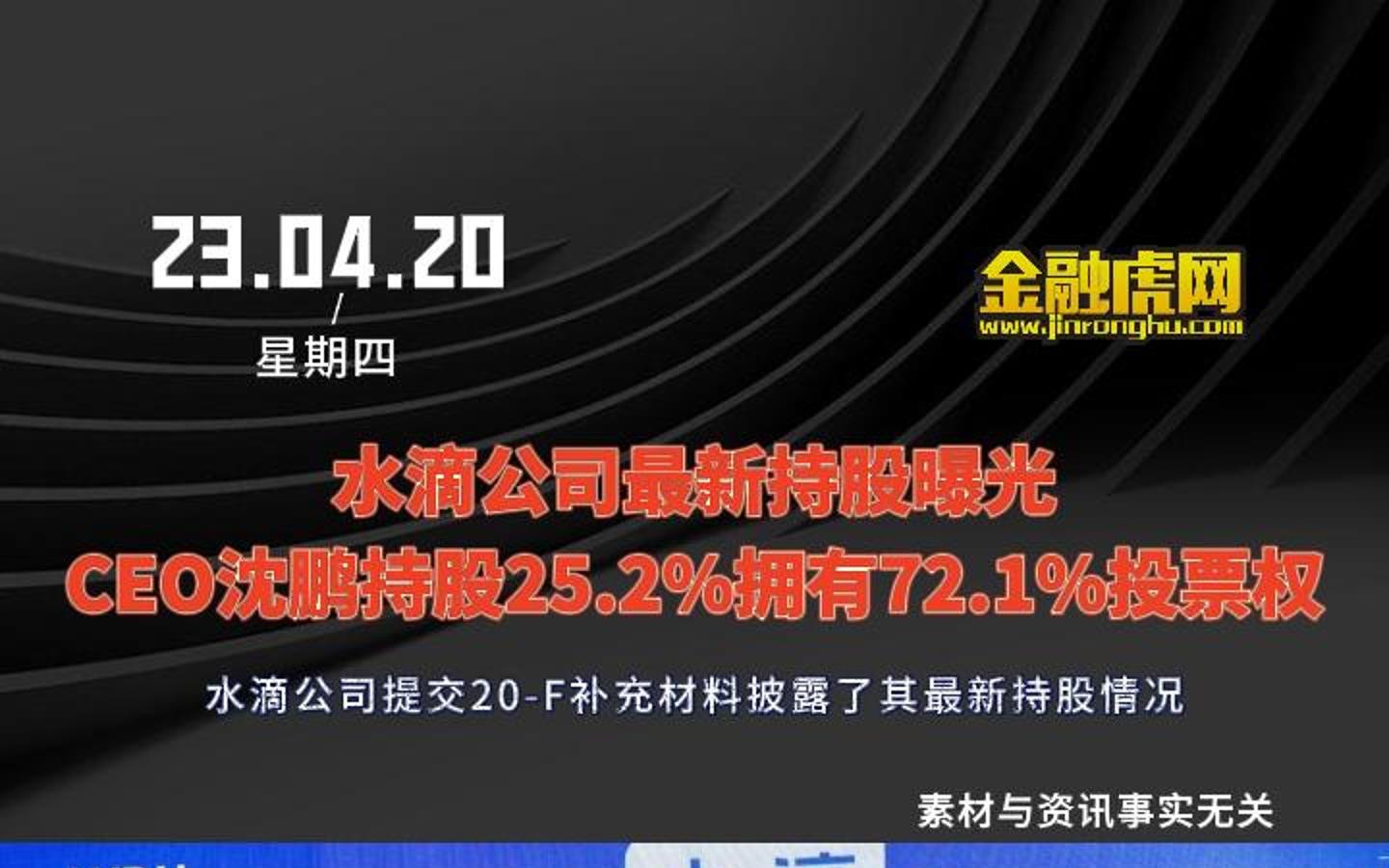 水滴公司最新持股曝光:CEO沈鹏持股25.2%拥有72.1%投票权哔哩哔哩bilibili