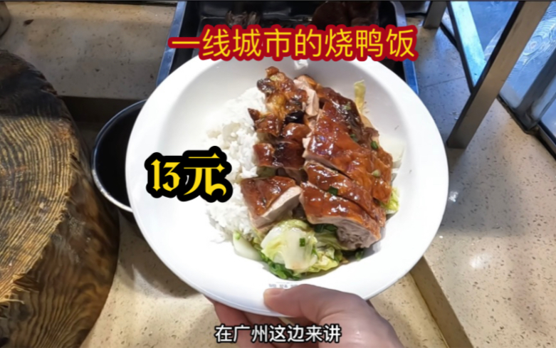 这份脆皮烧鸭饭卖13元,在广州市中心来讲贵吗?哔哩哔哩bilibili