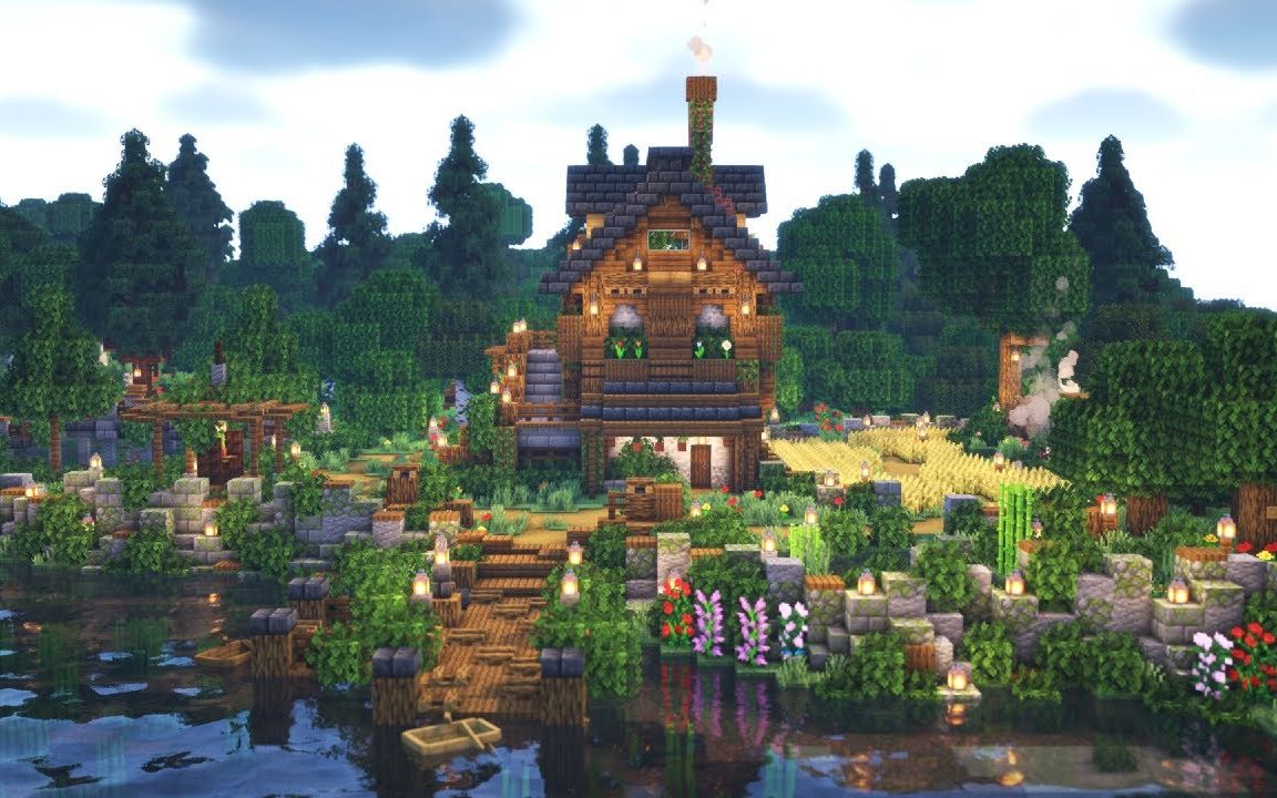 【进阶向建筑】舒适的幻想风海边小屋/建筑教程/minecraft【搬运】