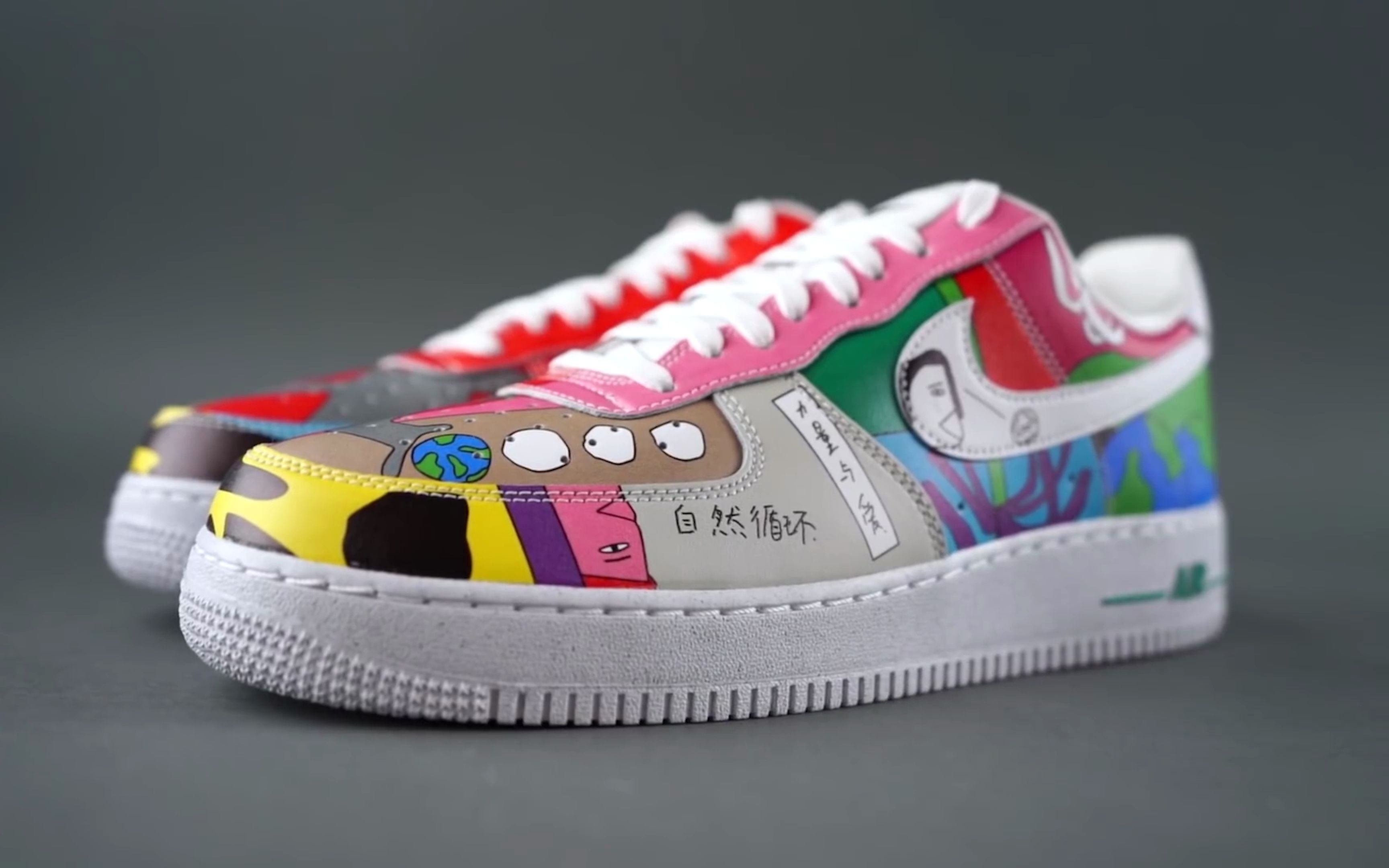 ruohan wang x nike air force 1 flyleather qs 涂鸦 细节实拍