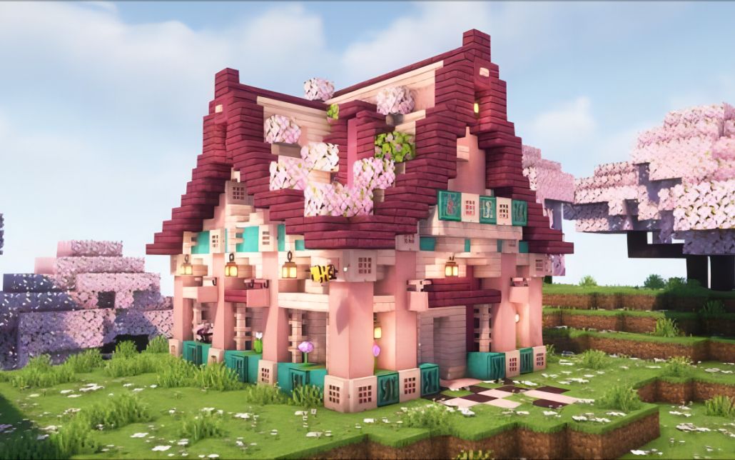 【minecraft】可爱的樱花小屋-lyon_cromwell-minecraft-哔哩哔哩视频