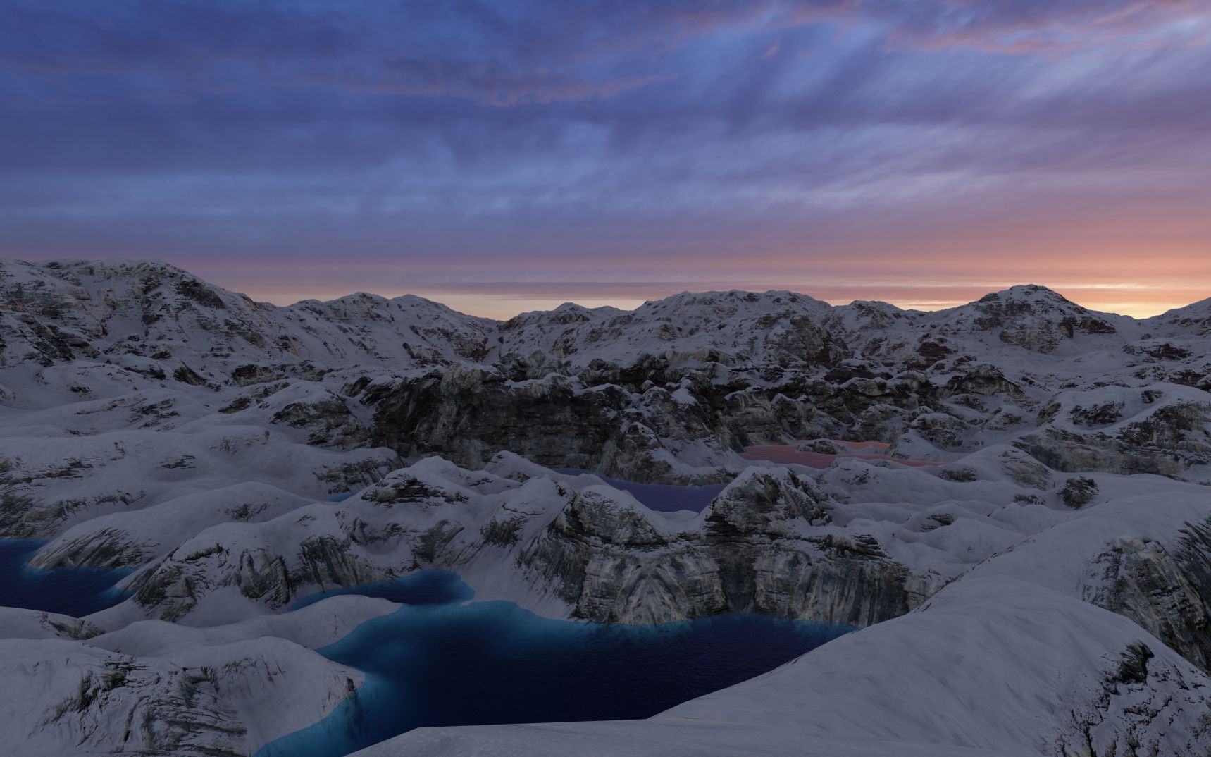 攀越工业设计出品学习3d建模雪景日落夕阳极光游戏场景渲染