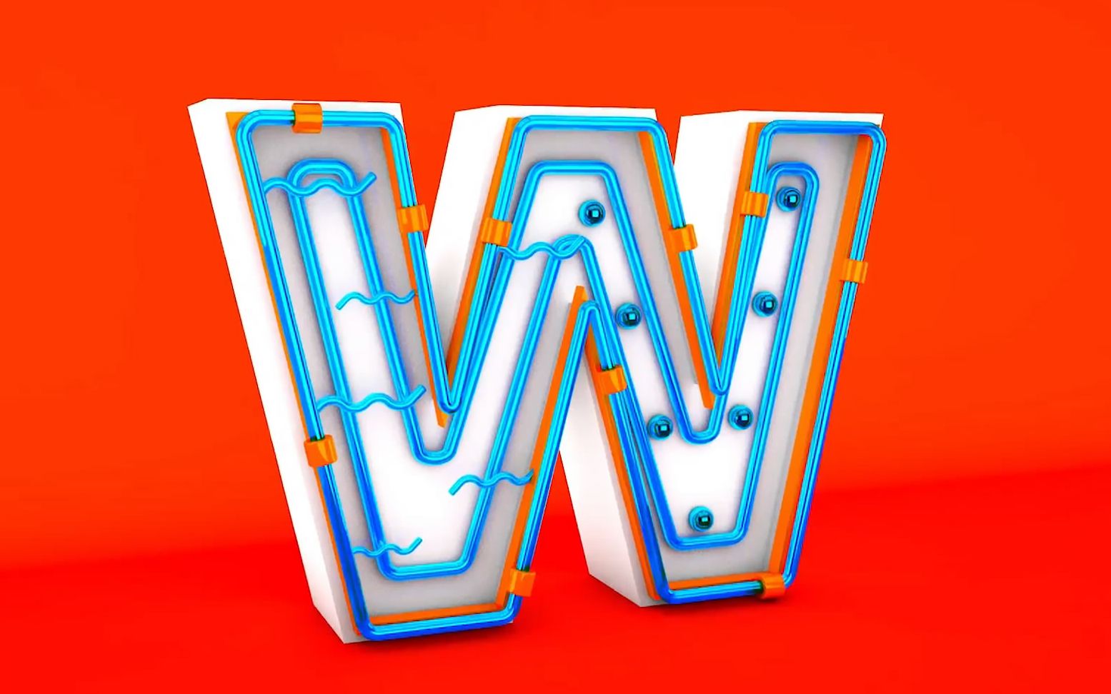 【c4d教程】用c4d软件制作三维立体3d字母w灯管扫描字视频教程讲解