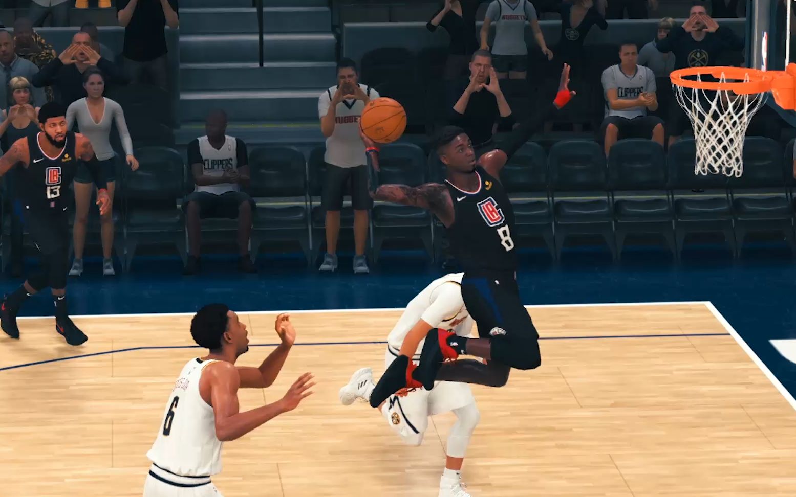 nba2k20组锁太强了装了白乔丹扣篮包动作超燃安德鲁杰伊对阵掘金个人
